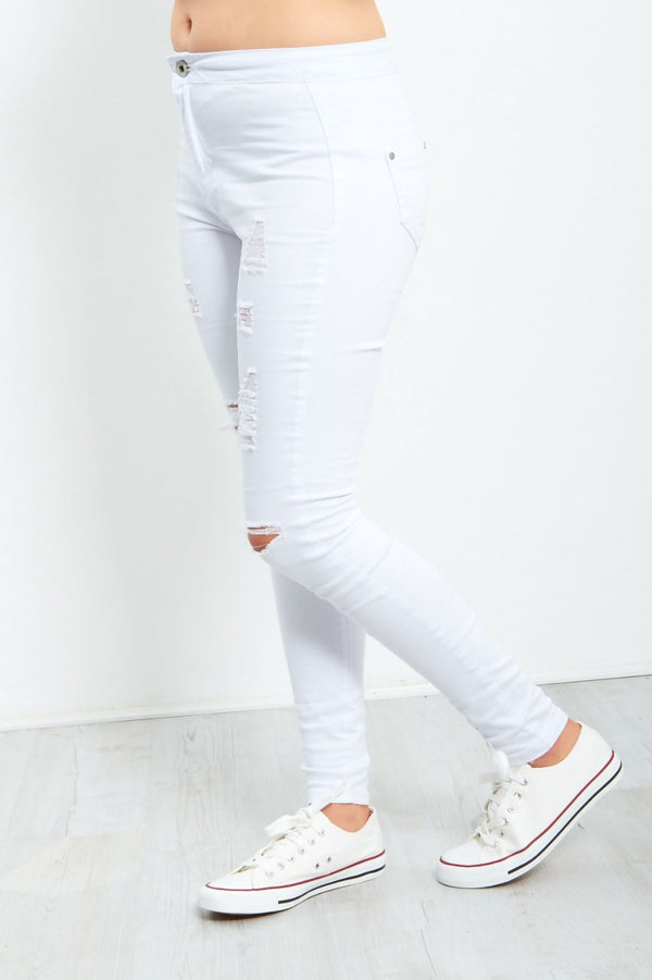 White Distressed Skinny Jeans