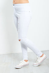 White Distressed Skinny Jeans