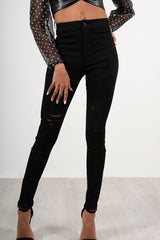 Black Skinny High Waist Distressed Jeans