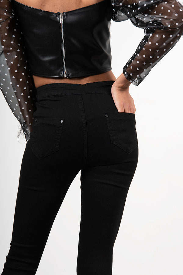 Black Skinny High Waist Distressed Jeans