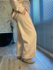 Oatmeal Fleece Lined Seem Straight Leg Trouser