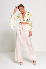 Pink Satin Wide Leg Trouser 