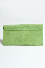 Green Suede Envelope Clutch Bag