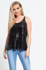 Black Sequin Chain Lock Top 