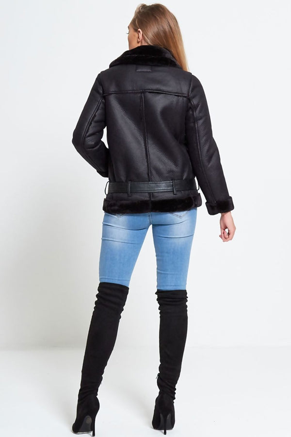 Black Aviator Leather Jacket 