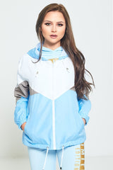 BLUE ZIP THROUGH HOODED JACKET