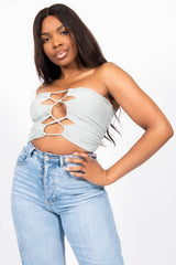 Sage Front Knot Crop Bandeau Top