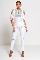 White High Waisted Super Stretch Skinny Jeans