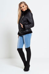 Black Aviator Leather Jacket 