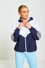 NAVY ZIP THROUGH HOODED JACKET