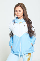 BLUE ZIP THROUGH HOODED JACKET