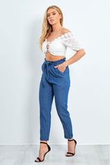 Denim High Wasited Straight Leg Trousers