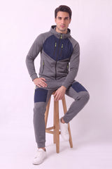 Men's Slate Grey Panelled Hoodie & Joggers Tracksuit Set - Jack