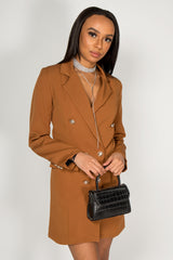 Camel Double Breasted Blazer Dress