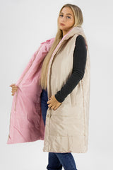 Stone Pink Reversible Longline Gilet