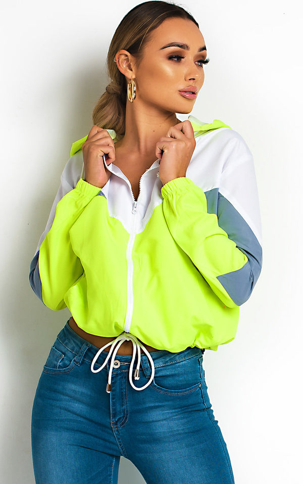 Neon Green Zip Through Hooded Jacket
