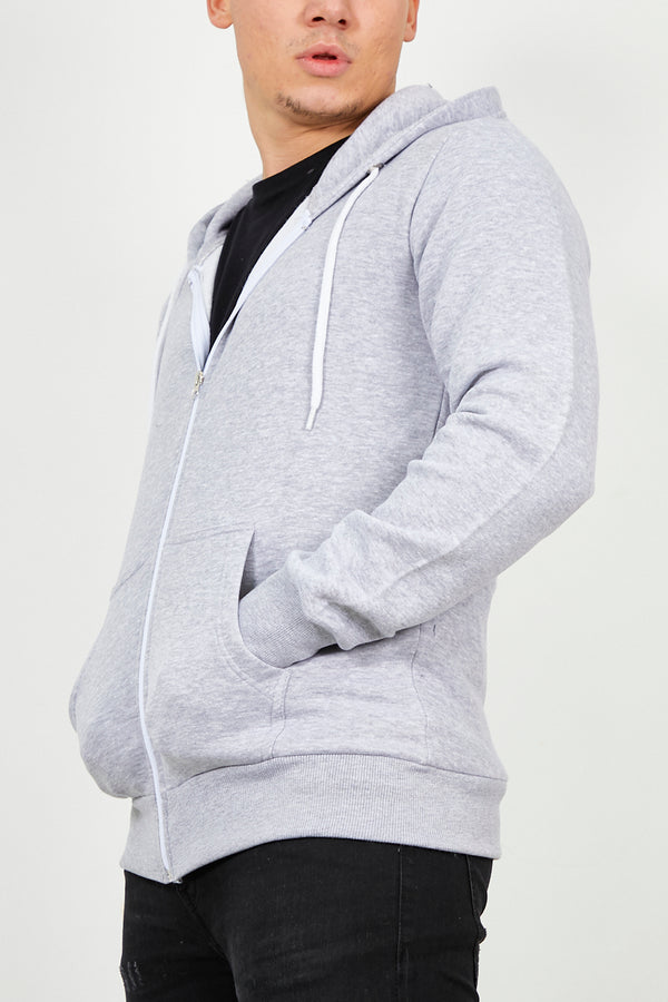 Mens Grey Fleece Zip Up Hoody