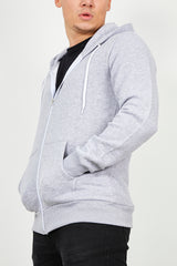 Mens Grey Fleece Zip Up Hoody