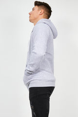 Mens Grey Fleece Zip Up Hoody
