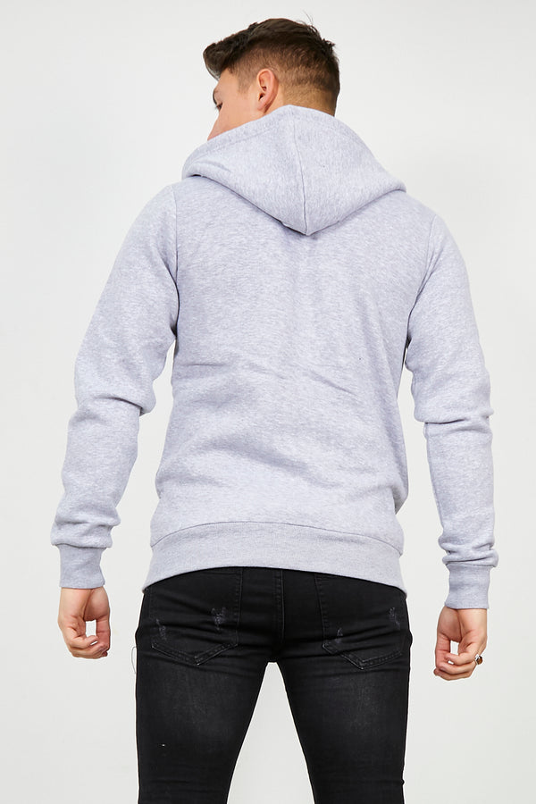 Mens Grey Fleece Zip Up Hoody