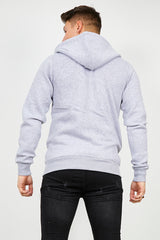 Mens Grey Fleece Zip Up Hoody