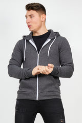 Mens Charcoal Fleece Zip Up Hoody