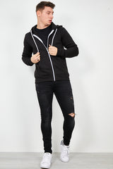 Mens Black Fleece Zip Up Hoody
