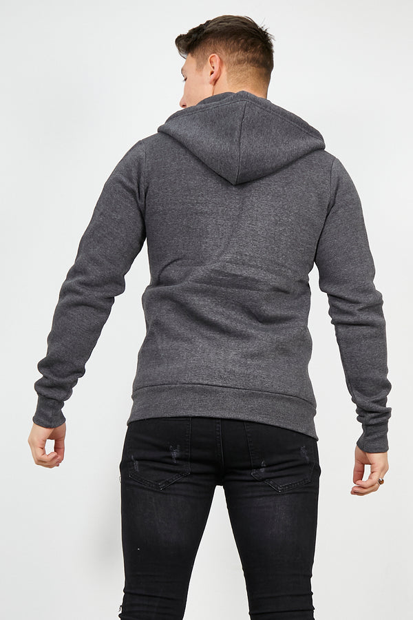 Mens Charcoal Fleece Zip Up Hoody