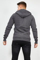 Mens Charcoal Fleece Zip Up Hoody