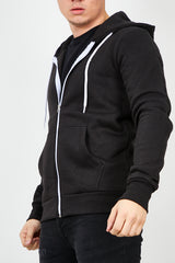 Mens Black Fleece Zip Up Hoody