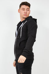 Mens Black Fleece Zip Up Hoody