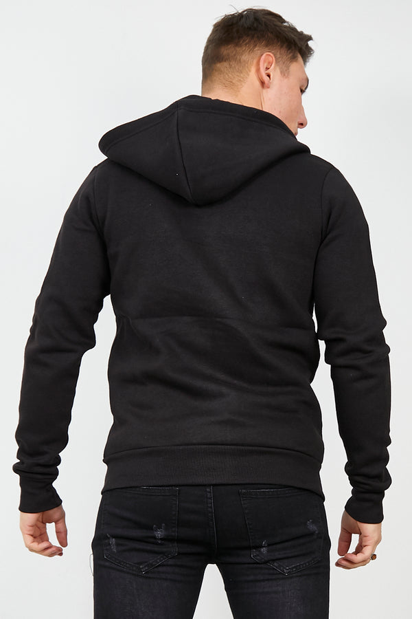 Mens Black Fleece Zip Up Hoody
