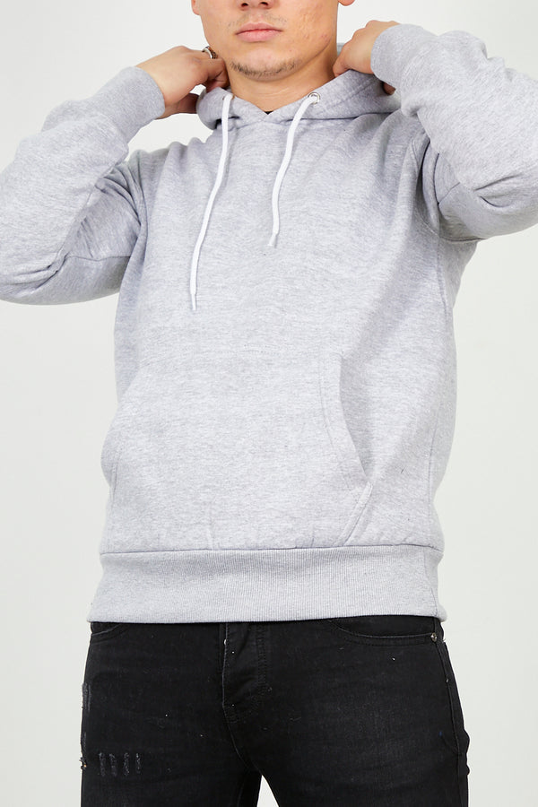 Mens Grey Contrast Drawstring Pull Over Hoodie