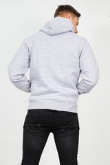 Mens Grey Contrast Drawstring Pull Over Hoodie