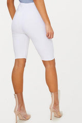 White Basic High Waisted Cycle Shorts
