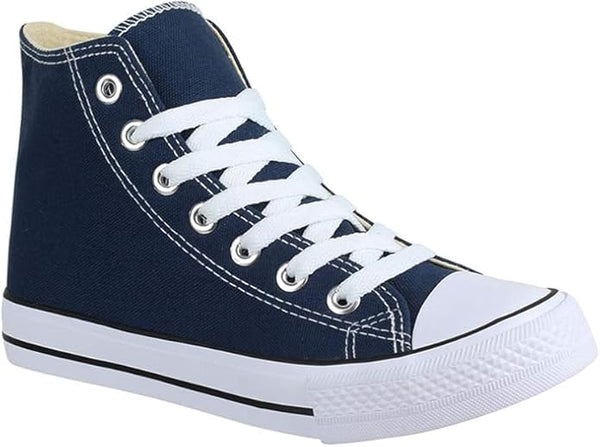 Mens Navy High Top Canvas Trainers