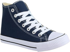 Mens Navy High Top Canvas Trainers