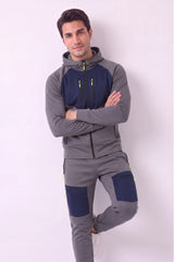 Men's Slate Grey Panelled Hoodie & Joggers Tracksuit Set - Jack