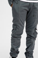 Mens Grey Multi Pocket Reflective Tracksuit