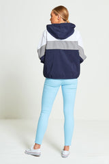 NAVY ZIP THROUGH HOODED JACKET