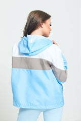 BLUE ZIP THROUGH HOODED JACKET