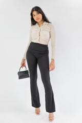 Stone Ruched Front Cropped Shirt 