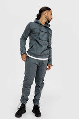 Mens Grey Multi Pocket Reflective Tracksuit