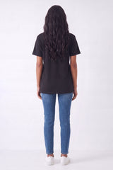 Black And Beige Casual Graphic Oversized T-Shirt Pack Of 2 - Hazel