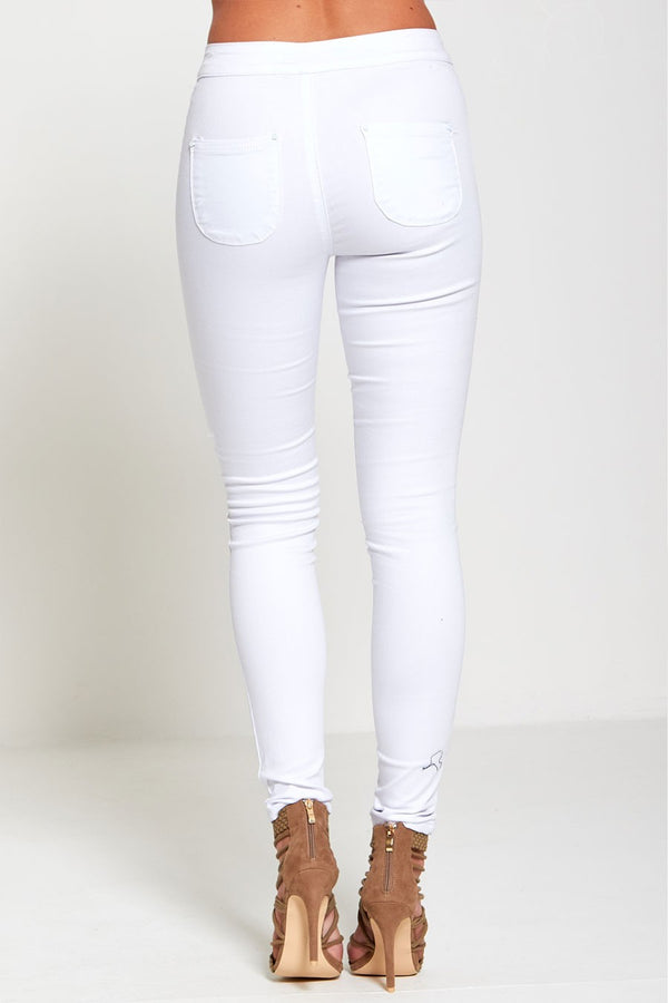 White High Waisted Super Stretch Skinny Jeans