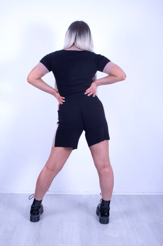 Premium O Ring Zip Front Colour Block Soft Knit Co-Ord
