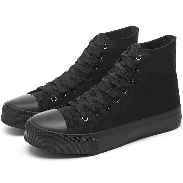 Mens All Black High Top Canvas Trainers