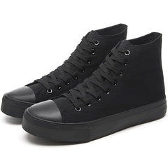 Mens All Black High Top Canvas Trainers