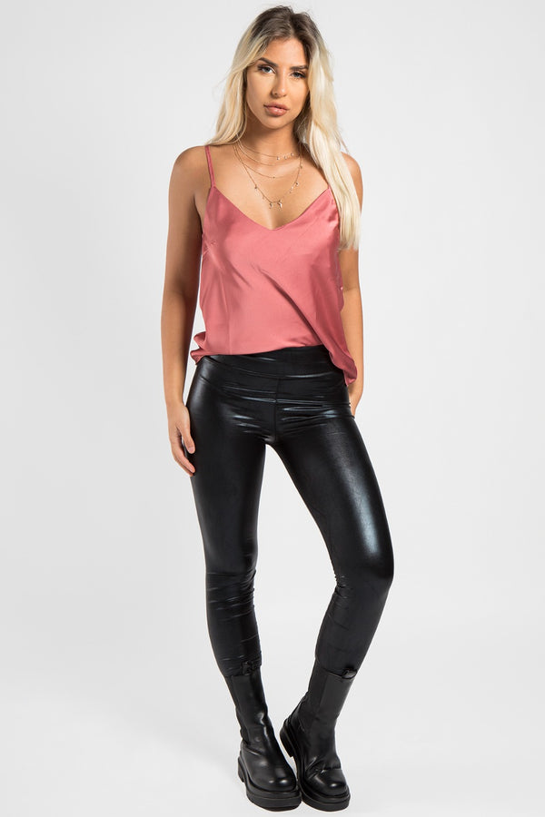 Dusty Rose Satin Cami Vest Top