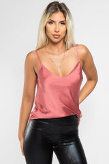 Dusty Rose Satin Cami Vest Top